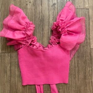 Zara Fuchsia Ruffle Sleeve Blouse